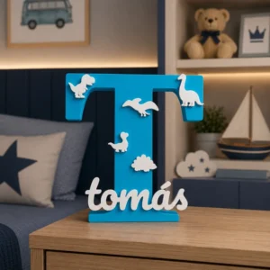 Letra Decorativa Personalizada com Nome – Modelo Dinossauros