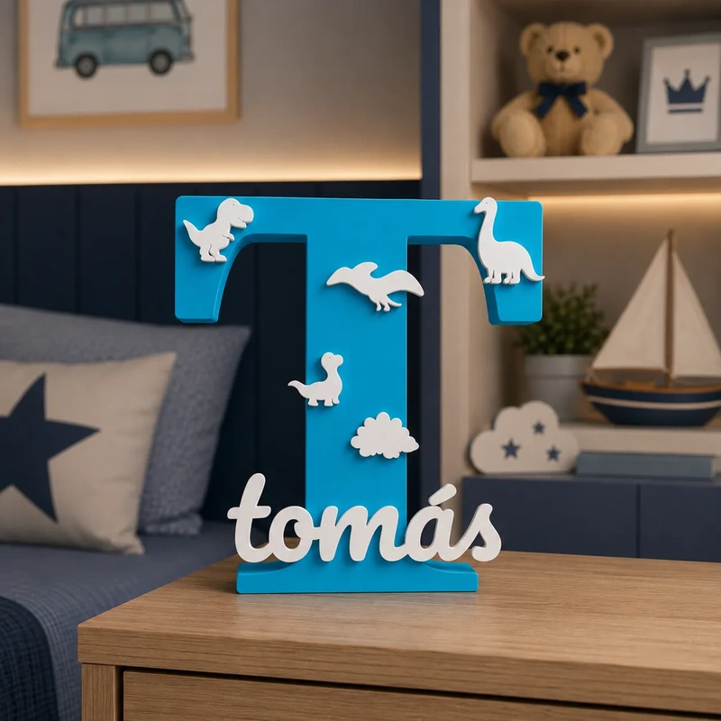 Letra Decorativa Personalizada com Nome – Modelo Dinossauros